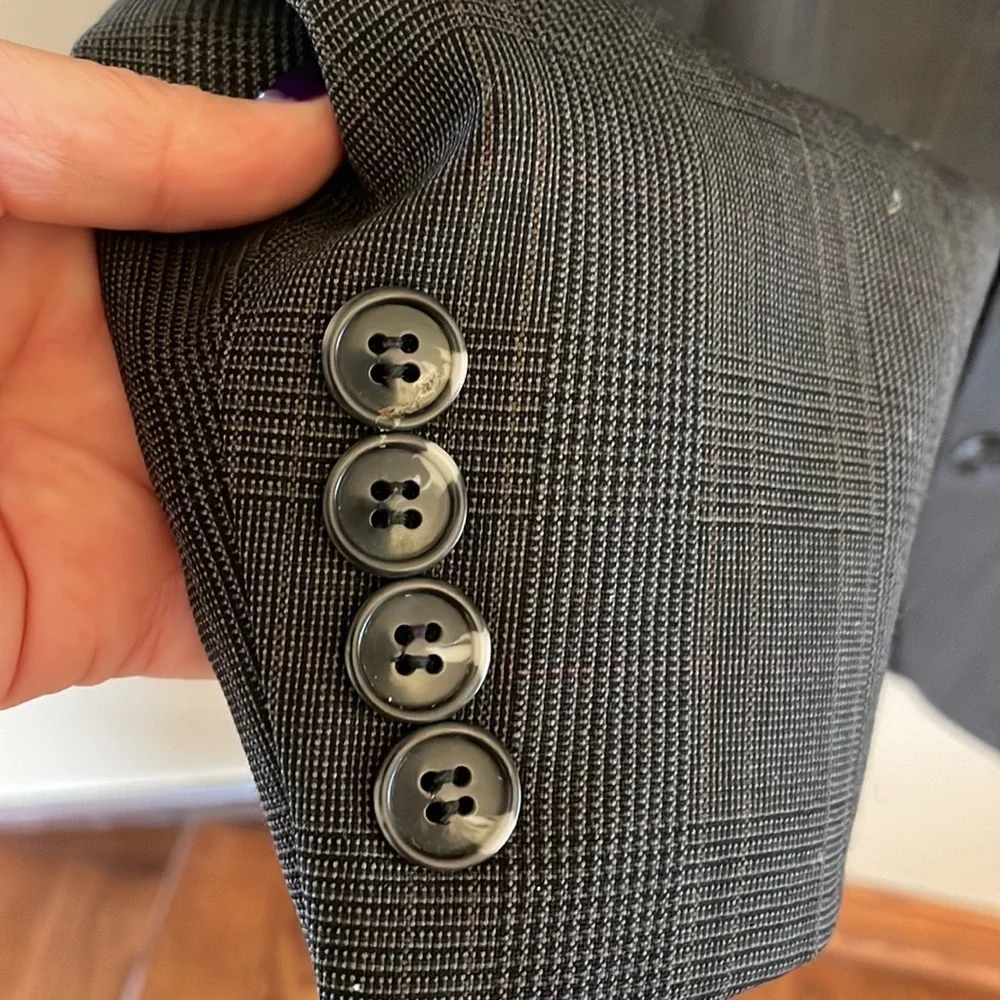GIANFRANCO RUFFINI  100% wool suit blazer jacket grey quite plaid pattern 42R